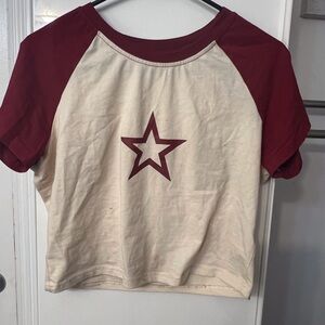 Star Print Shirt - Red and Cream
